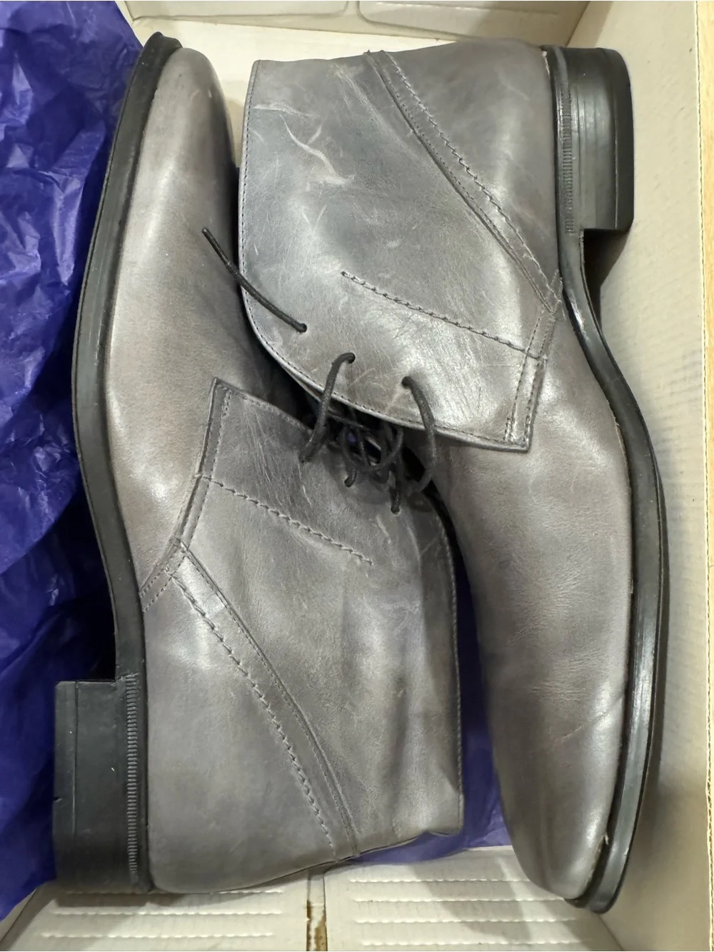 Men's Gray Leather Chukka Boots